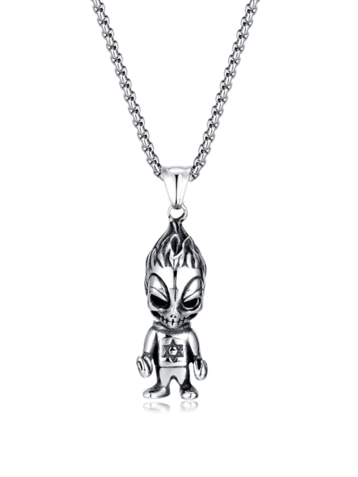 [2203] Single pendant without chain Titanium Steel  Vintage Cartoon Character Hip Hop Hexagram Pendant Necklace